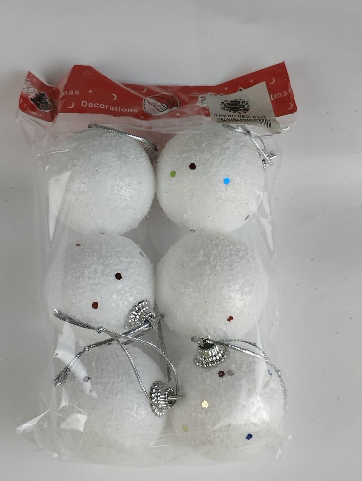 AĞAÇ SÜSÜ KARLI TOP 5 CM BÜYÜK 6 LI