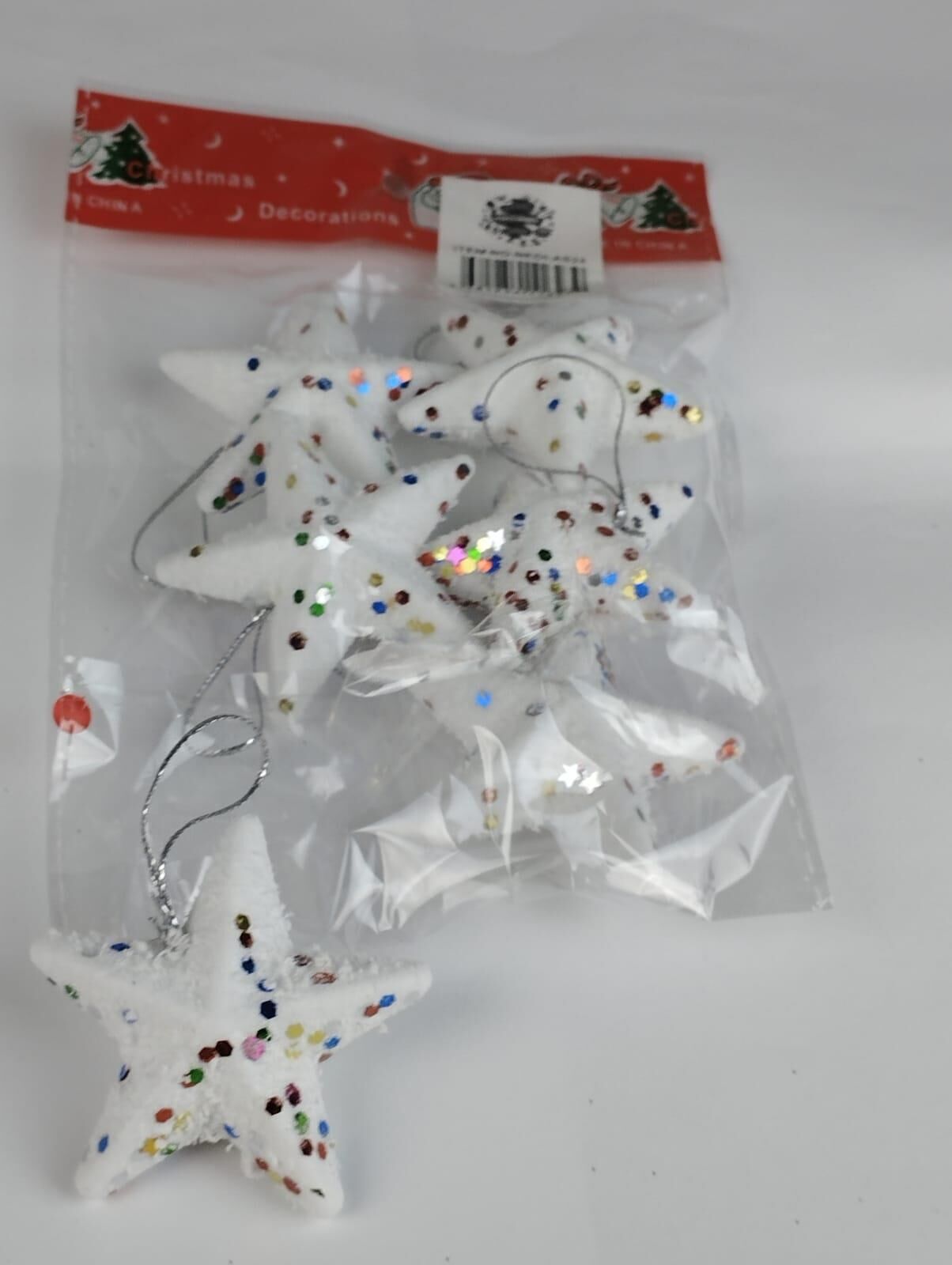 AĞAÇ SÜSÜ KARLI YILDIZ 6 LI