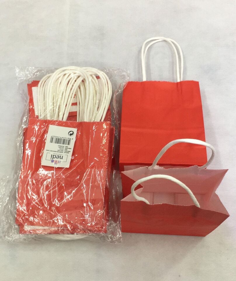 ÇANTA B.KRAFT BÜKÜM SAPLI KIRMIZI 12*15 CM 12 Lİ