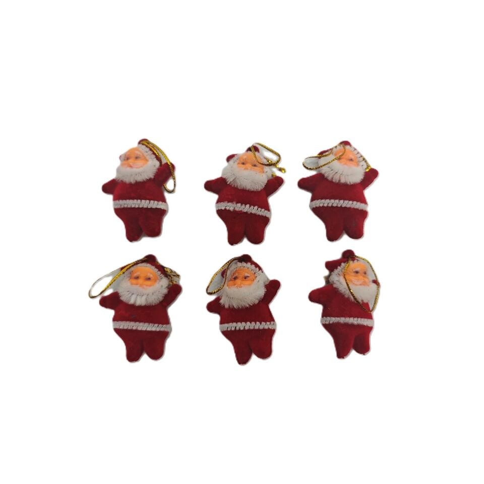AĞAÇ SÜSÜ NOEL BABA 6 LI KIRMIZI