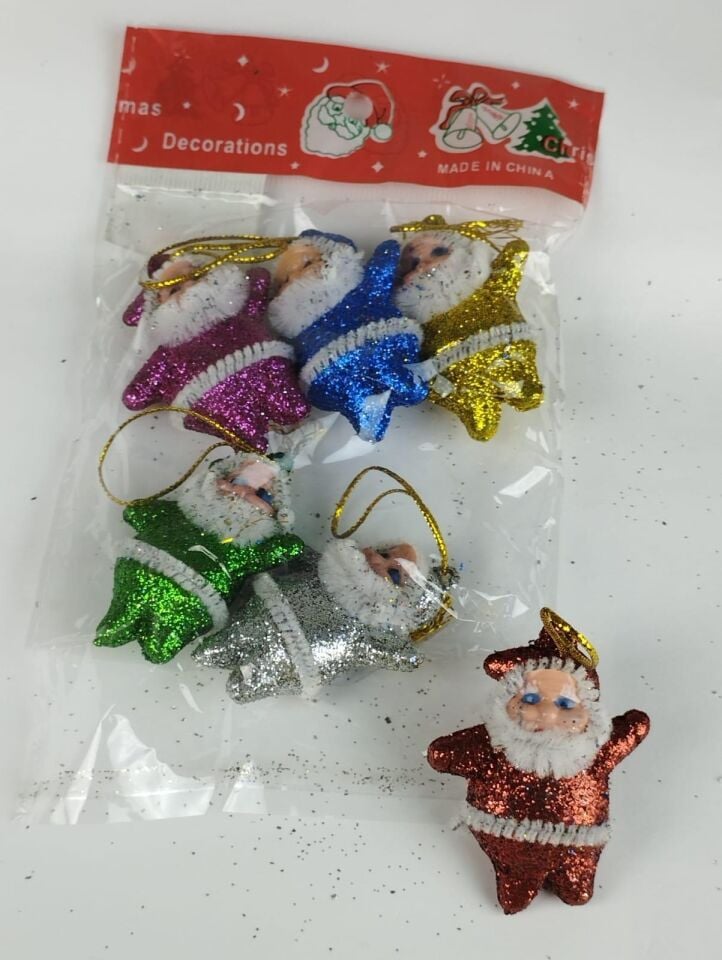 AĞAÇ SÜSÜ NOEL BABA RENKLİ 6 LI