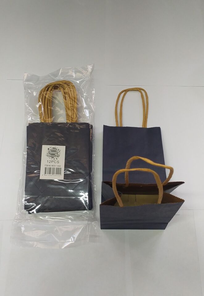 ÇANTA K.KRAFT BÜKÜM SAPLI LACİVERT 12*15 CM 12 Lİ