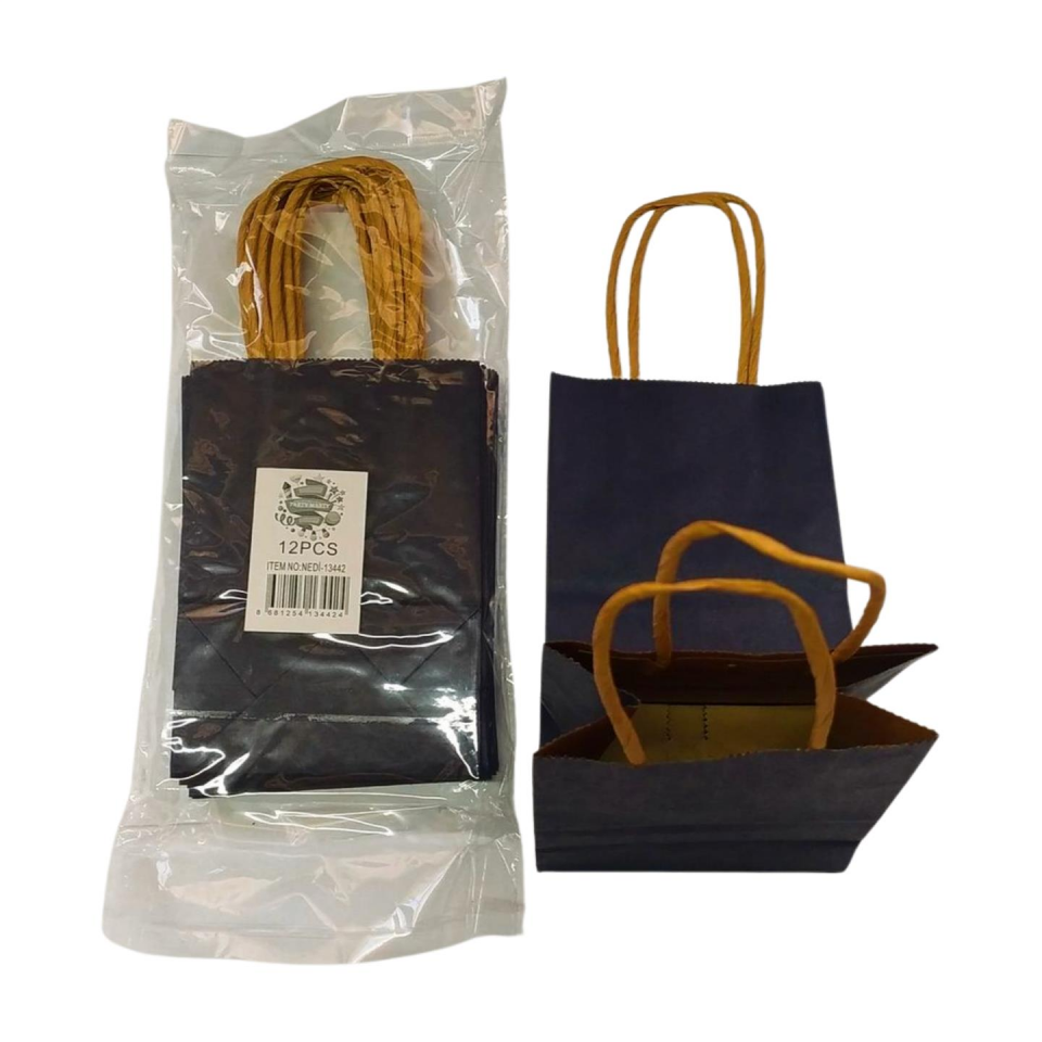 ÇANTA K.KRAFT BÜKÜM SAPLI LACİVERT 12*15 CM 12 Lİ