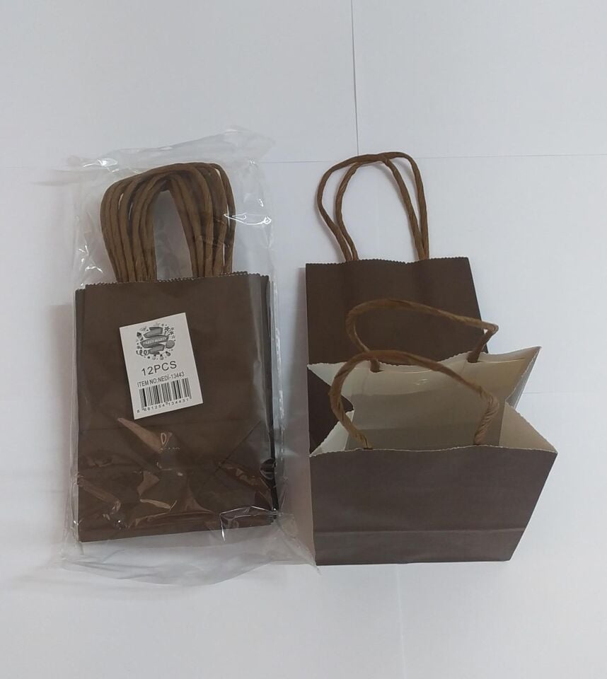 ÇANTA K.KRAFT BÜKÜM SAPLI KAHVERENGİ12*15 CM 12 Lİ