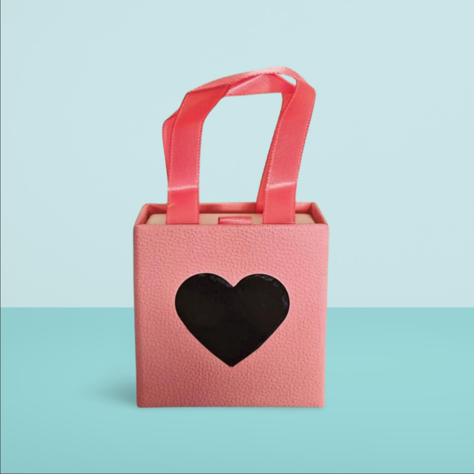 KUTU TEKLİ KARE KALP ÇERÇEVELİ 6*6 CM PEMBE