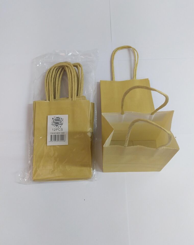 ÇANTA K.KRAFT BÜKÜM SAPLI ALTIN 12*15 CM 12 Lİ
