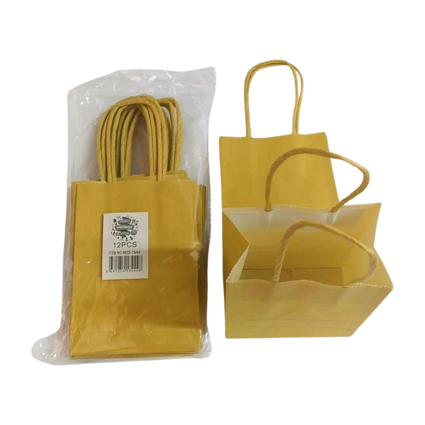 ÇANTA K.KRAFT BÜKÜM SAPLI ALTIN 12*15 CM 12 Lİ