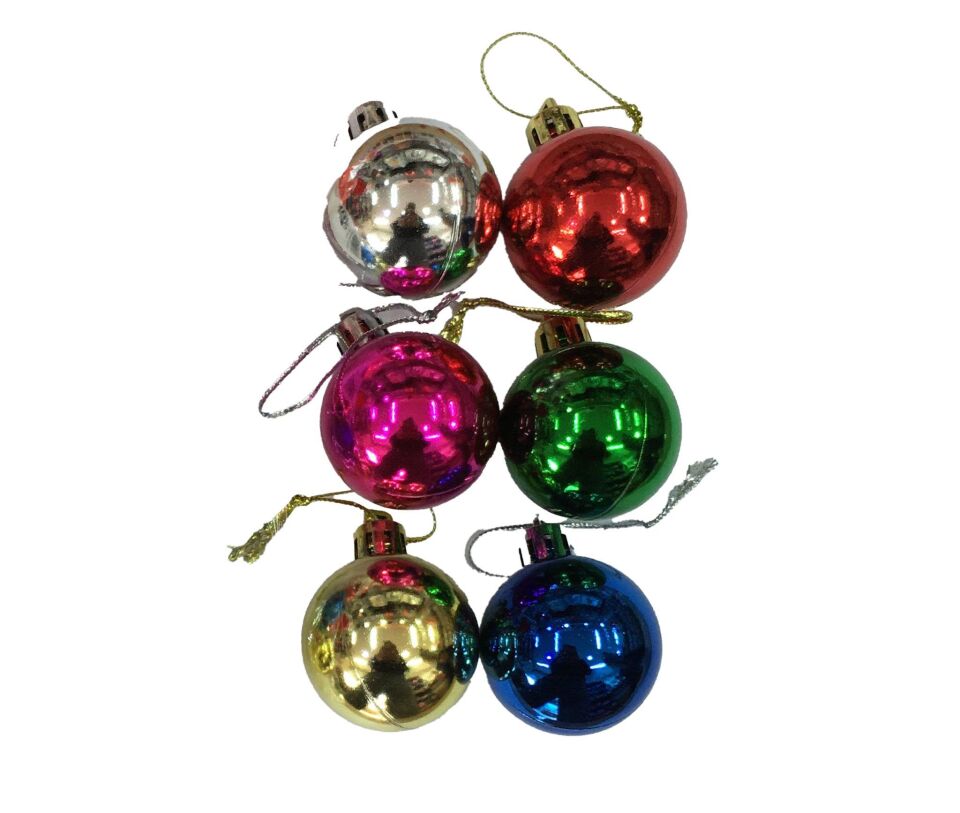 AĞAÇ SÜSÜ TOP 4 CM RENKLİ 6 LI