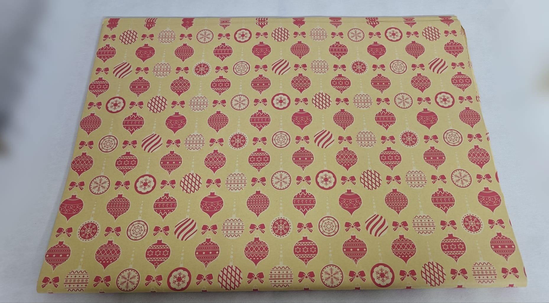 KRAFT  KAĞIT 70*100 KRAFT RENGİ TOPAÇ NOEL SÜSLÜ