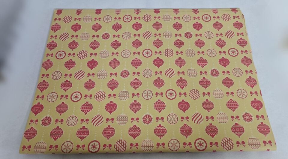KRAFT  KAĞIT 70*100 KRAFT RENGİ TOPAÇ NOEL SÜSLÜ