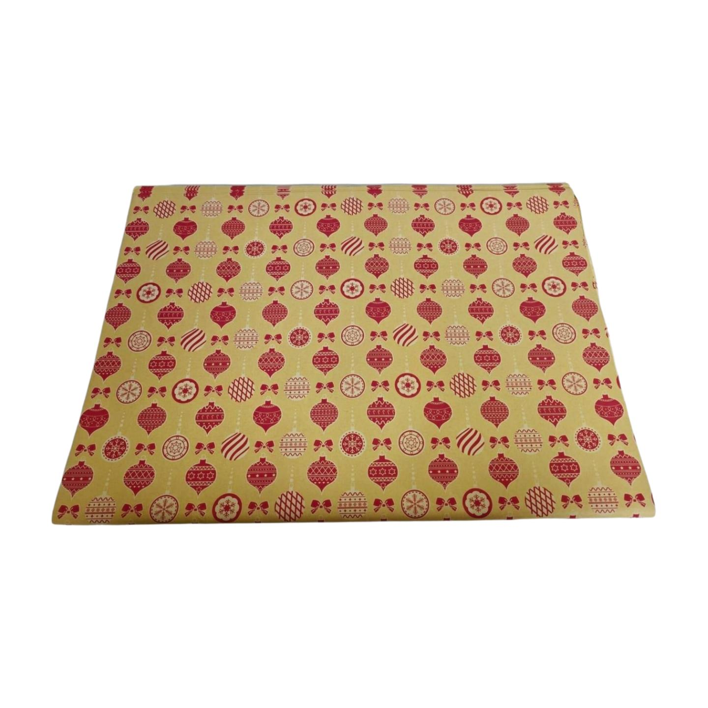 KRAFT  KAĞIT 70*100 KRAFT RENGİ TOPAÇ NOEL SÜSLÜ