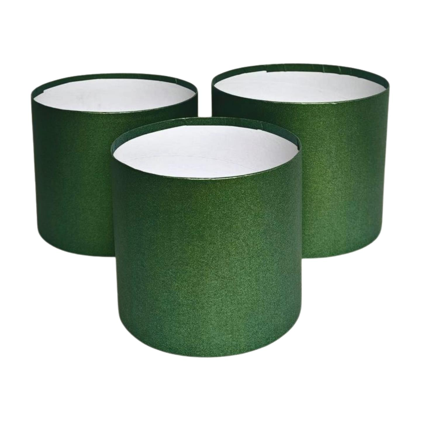 KUTU SİLİNDİR KAPAKSIZ KOYU YEŞİL 3 LÜ SET