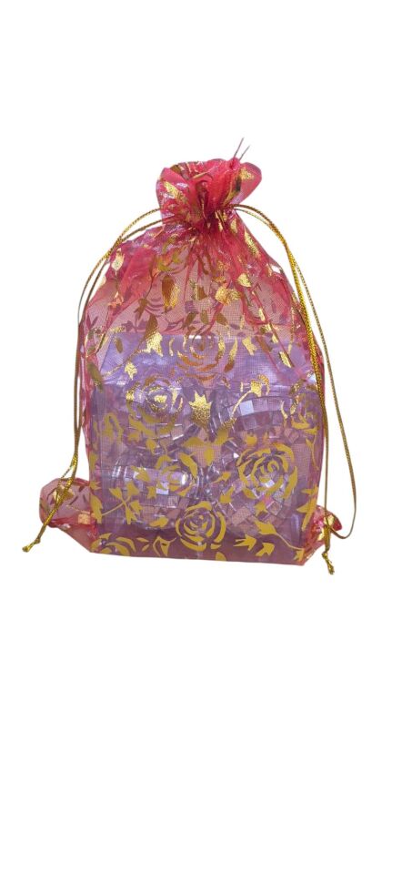 TÜL KESE SİMLİ DESENLİ KIRMIZI 10*14 CM 100 LÜ
