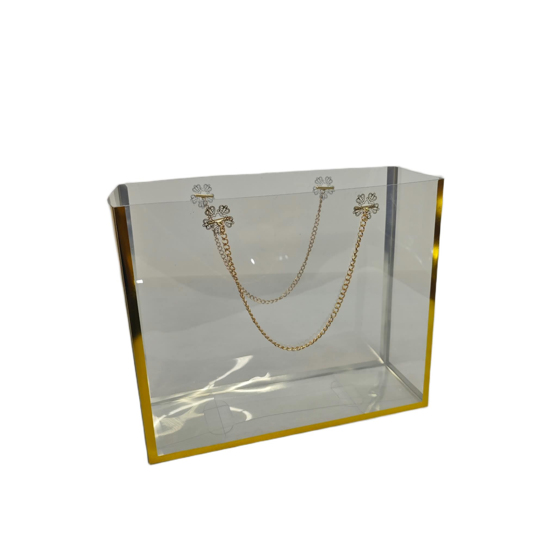 ÇANTA PVC  DİKDÖRTGEN ALTIN ZİNCİR 10AD 30*25*10