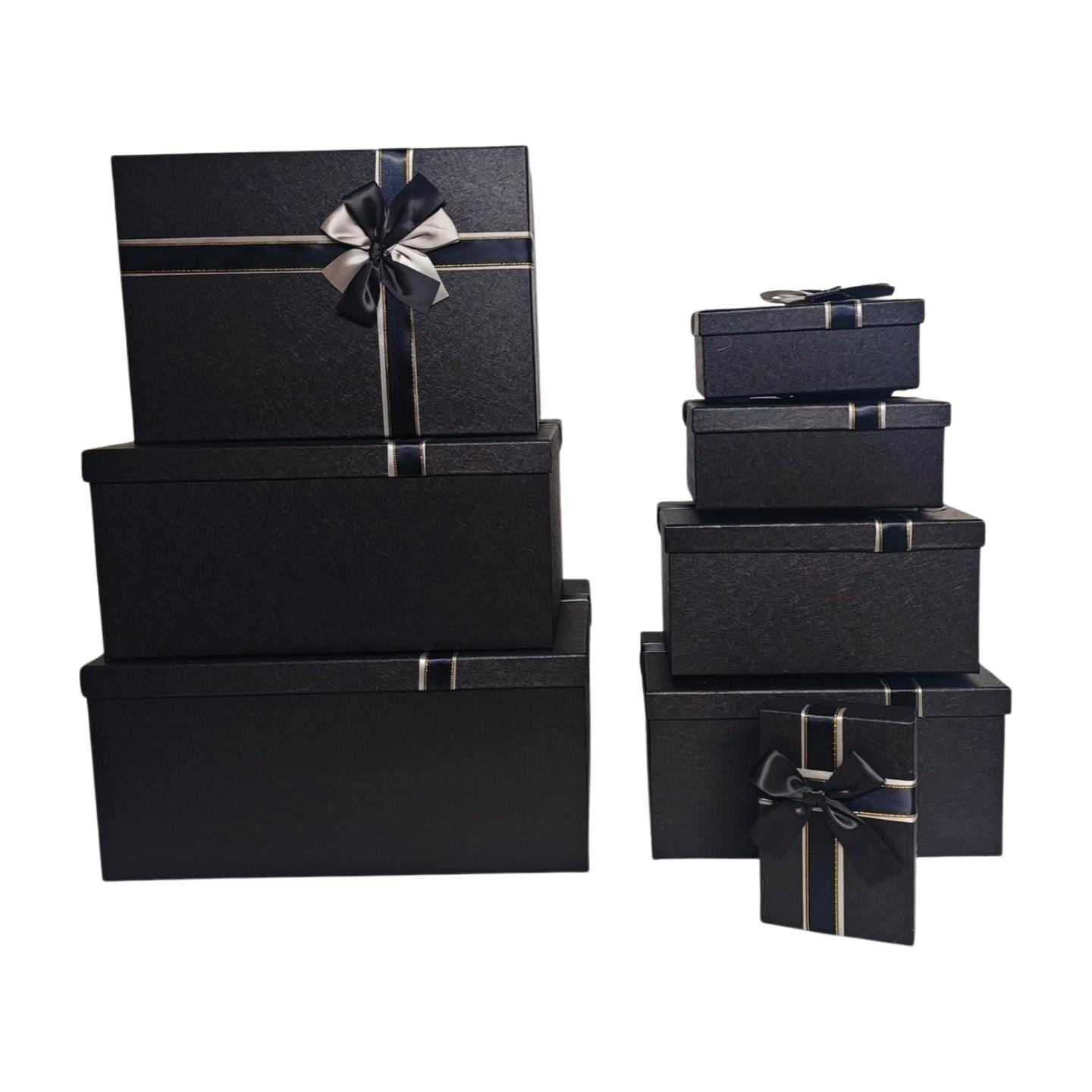 KUTU DİKDÖRTGEN JUMBO KURDELELİ SİYAH 8 Lİ SET