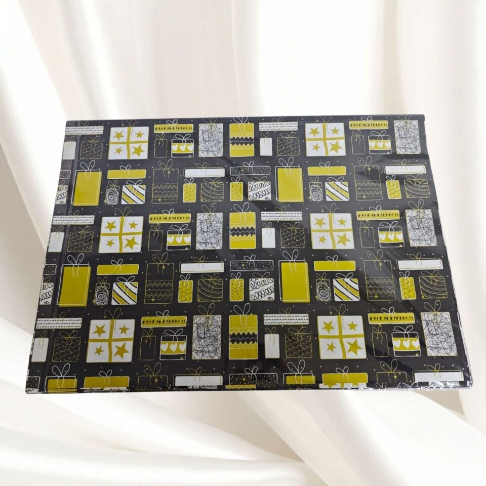 KUŞE KAĞIT 70*100 SİYAH HEDİYE PAK.DESENLİ 50 Lİ