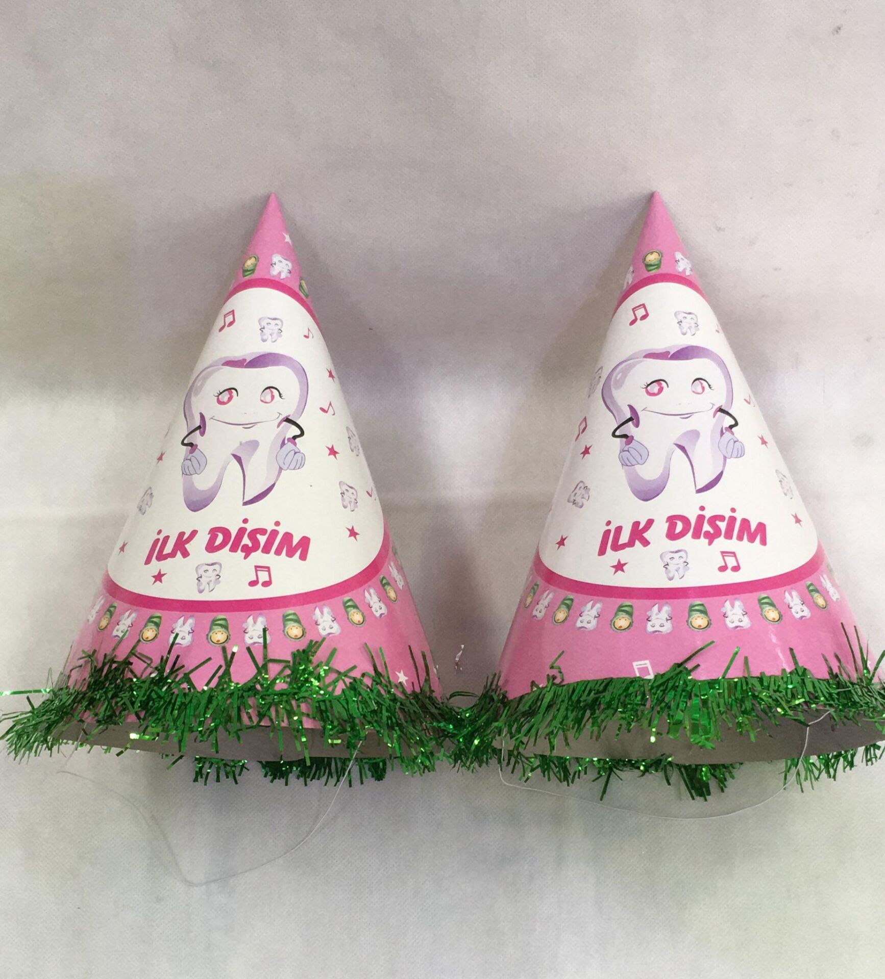 ŞAPKA KARTON TEMALI 10 LU İLK DİŞ PEMBE