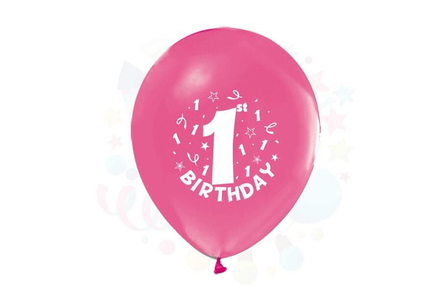 BALON BASKILI HAPPY 1 YAŞ PEMBE 100'LÜ