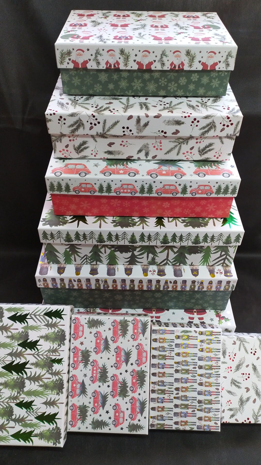 KUTU DİKDÖRTGEN 10 LU VARAKLI  NOEL BABA DESENLİ