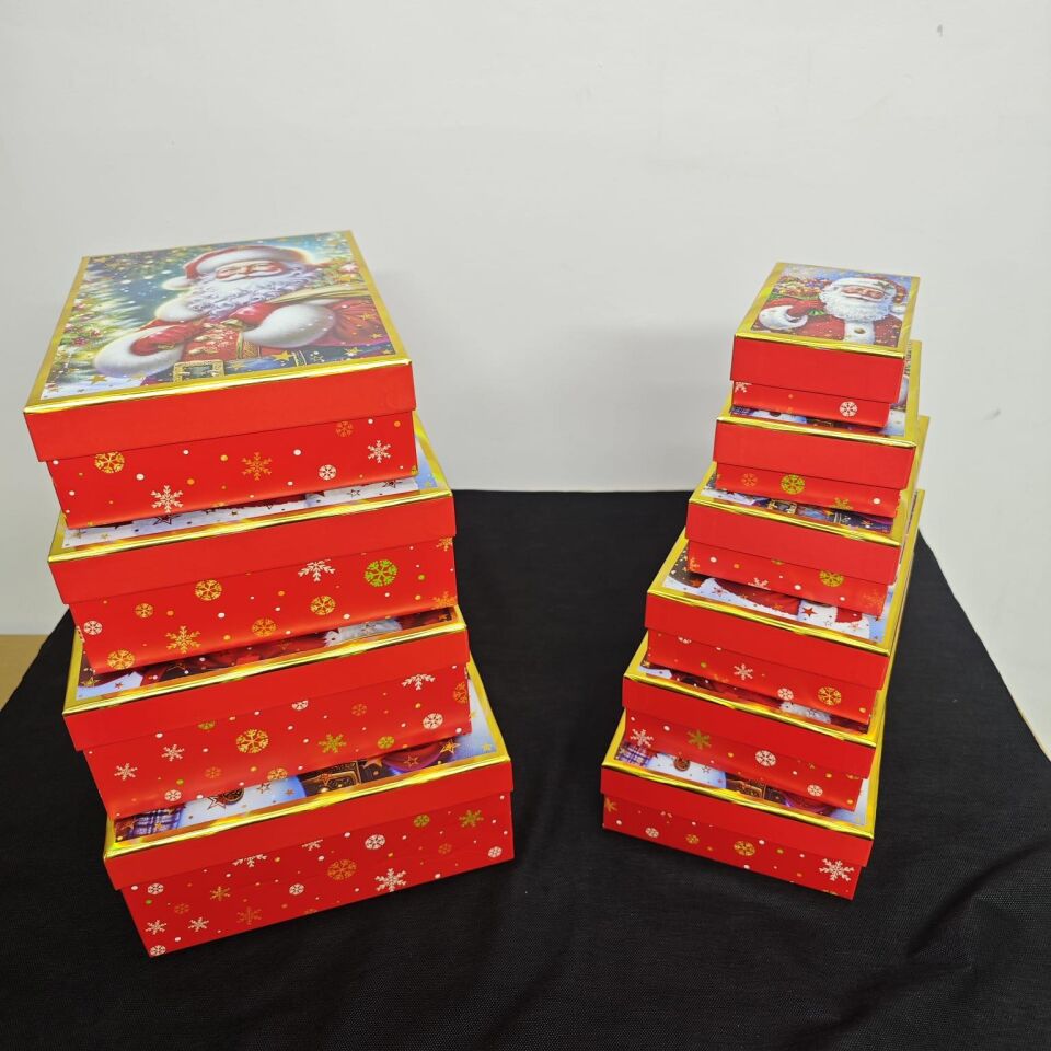 KUTU DİKDÖRTGEN 10 LU VARAKLI  NOEL BABA DESENLİ