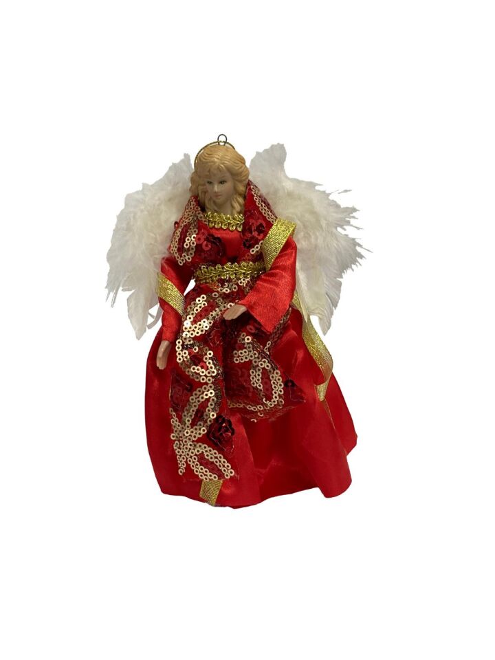NOEL DEKO. MELEK ÇAM TEPELİĞİ VE SÜSÜ 17CM KIRMIZI