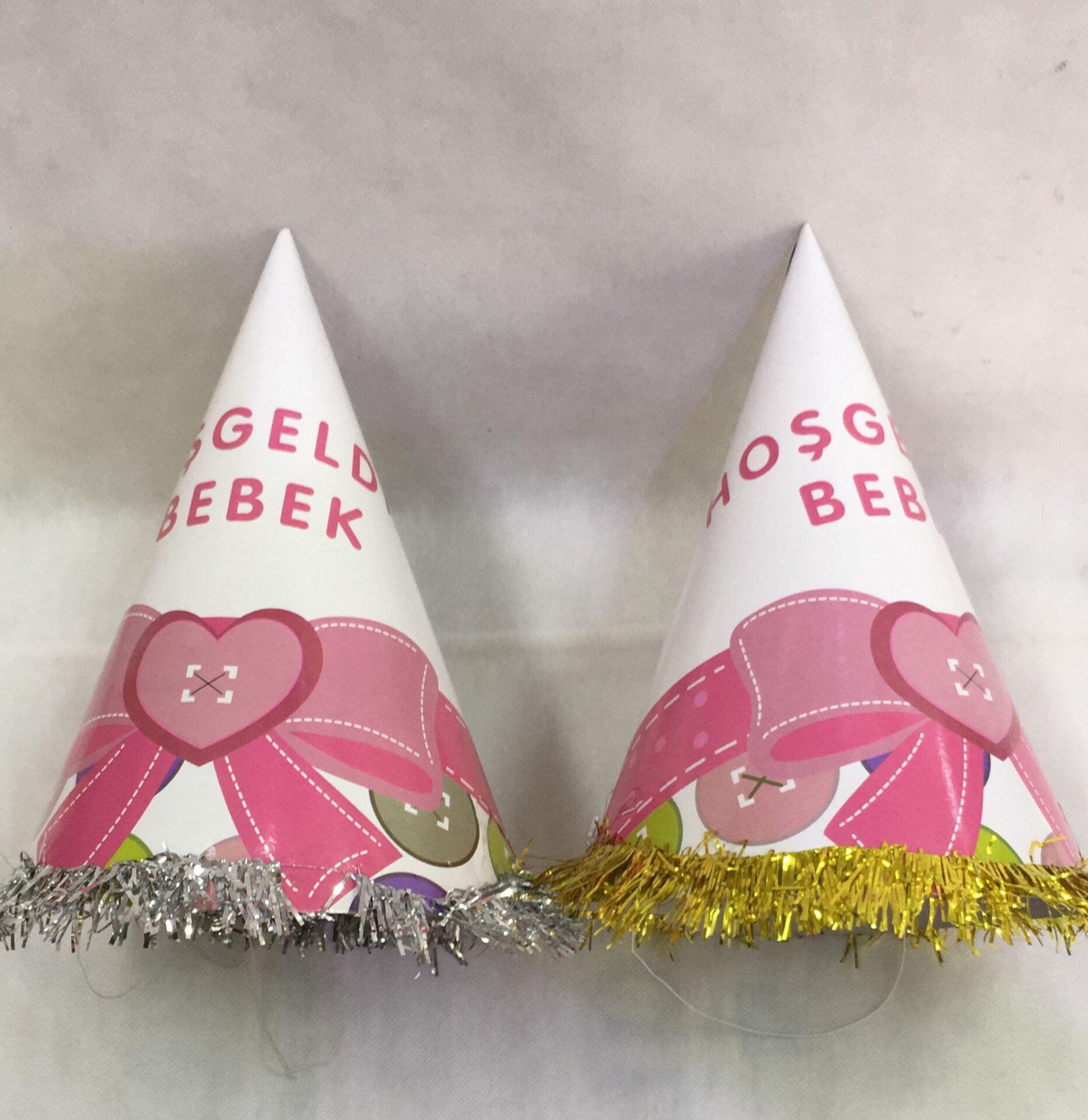 ŞAPKA KARTON TEMALI 10 LU HOŞGELDİN BEBEK PEMBE