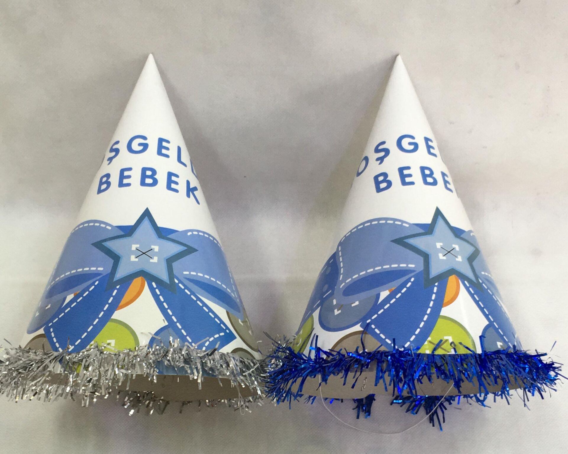 ŞAPKA KARTON TEMALI 10 LU HOŞGELDİN BEBEK MAVİ