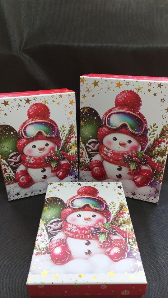 KUTU DİKDÖRTGEN 3 LU BEBEK KARDAN ADAM