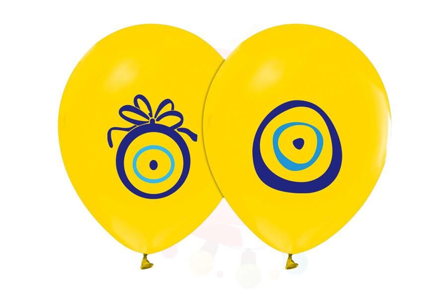 BALON BASKILI NAZARLI SARI 100'LÜ