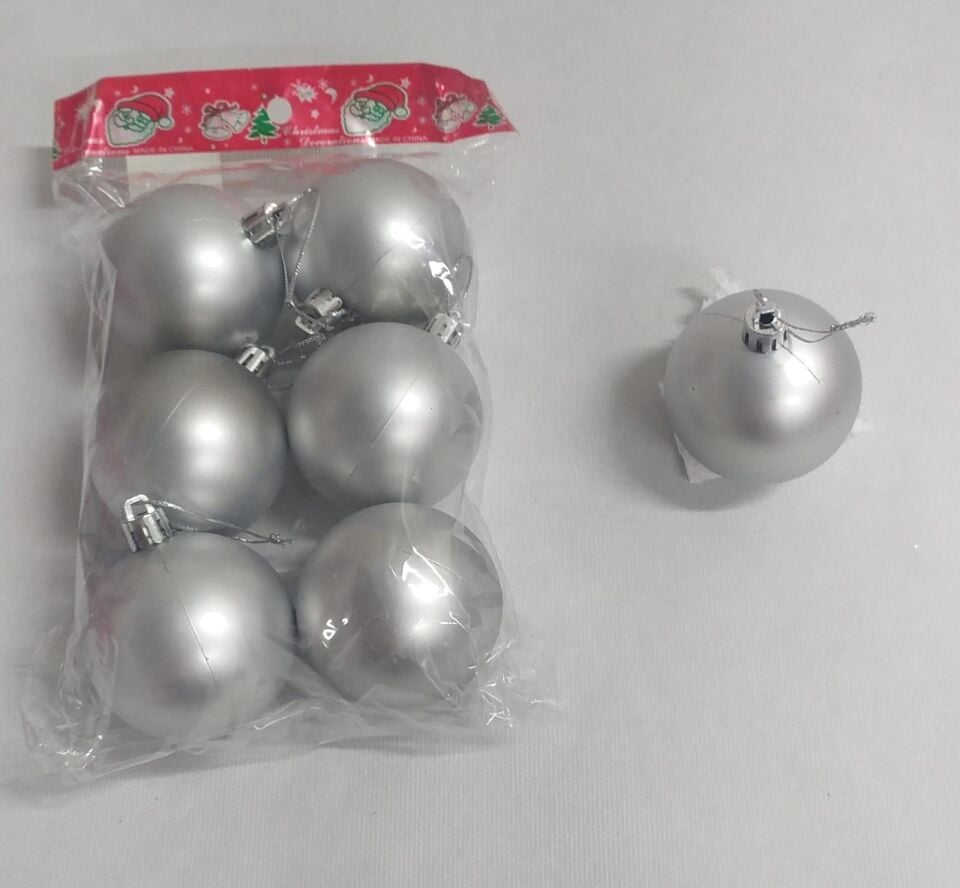 TOP SÜS 6 CM 6 LI MAT  GÜMÜŞ