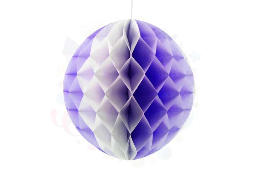 KAĞIT TOP SÜS PETEKLİ TEKLİ 30 CM MOR-BEYAZ
