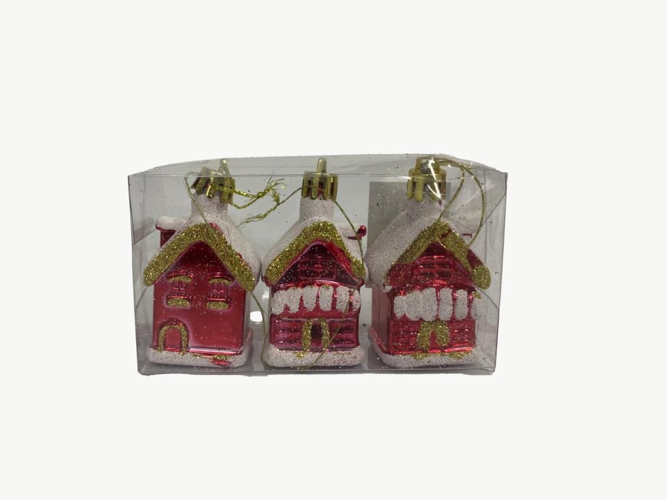 AĞAÇ SÜSÜ KARLI SÜSLÜ NOEL EV 3 LÜ PK