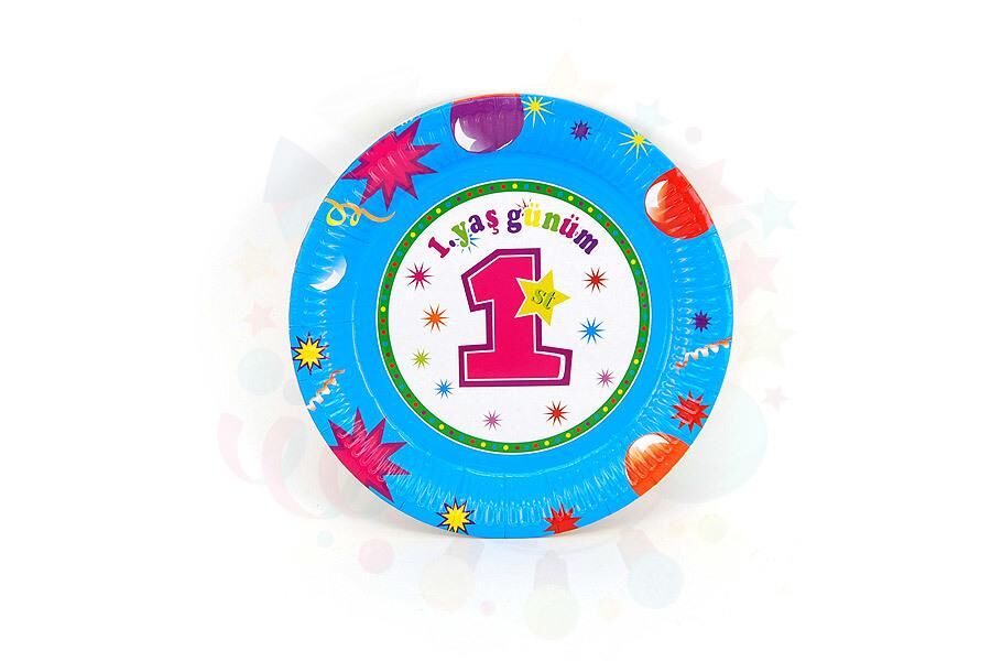 TABAK KARTON TEMALI 1 YAŞ MAVİ