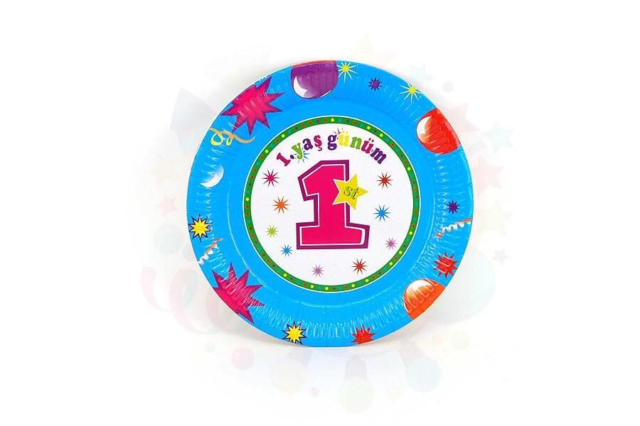 TABAK KARTON TEMALI 1 YAŞ MAVİ