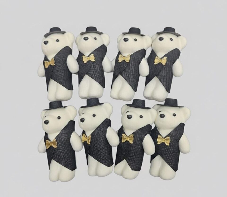 AYICIK FLOK YELEKLİ SİYAH 11 CM 10 LU