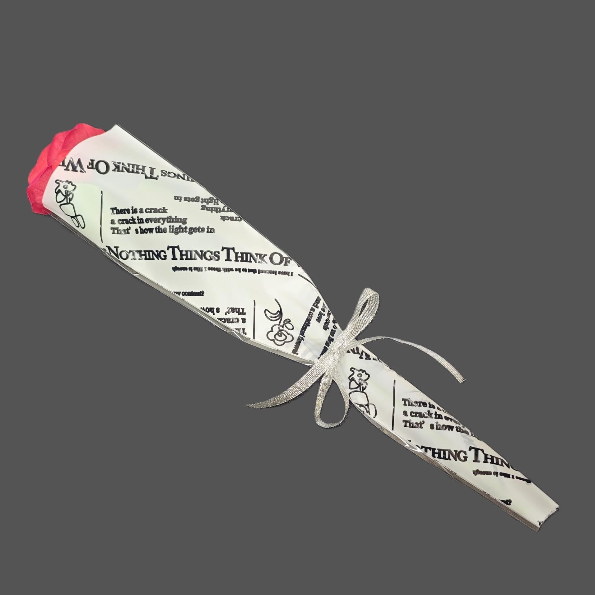 TEK GÜLLÜK OPP ÜÇGEN GAZETE BASKILİ BEYAZ  50 Lİ