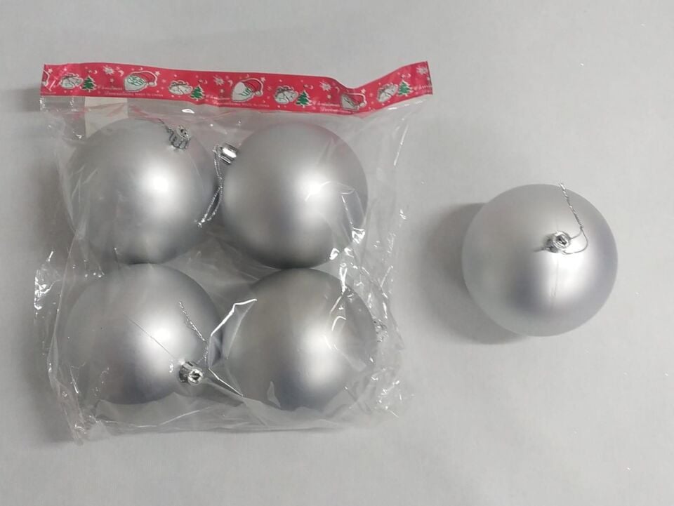 TOP SÜS 10 CM 4 LU MAT  GÜMÜŞ
