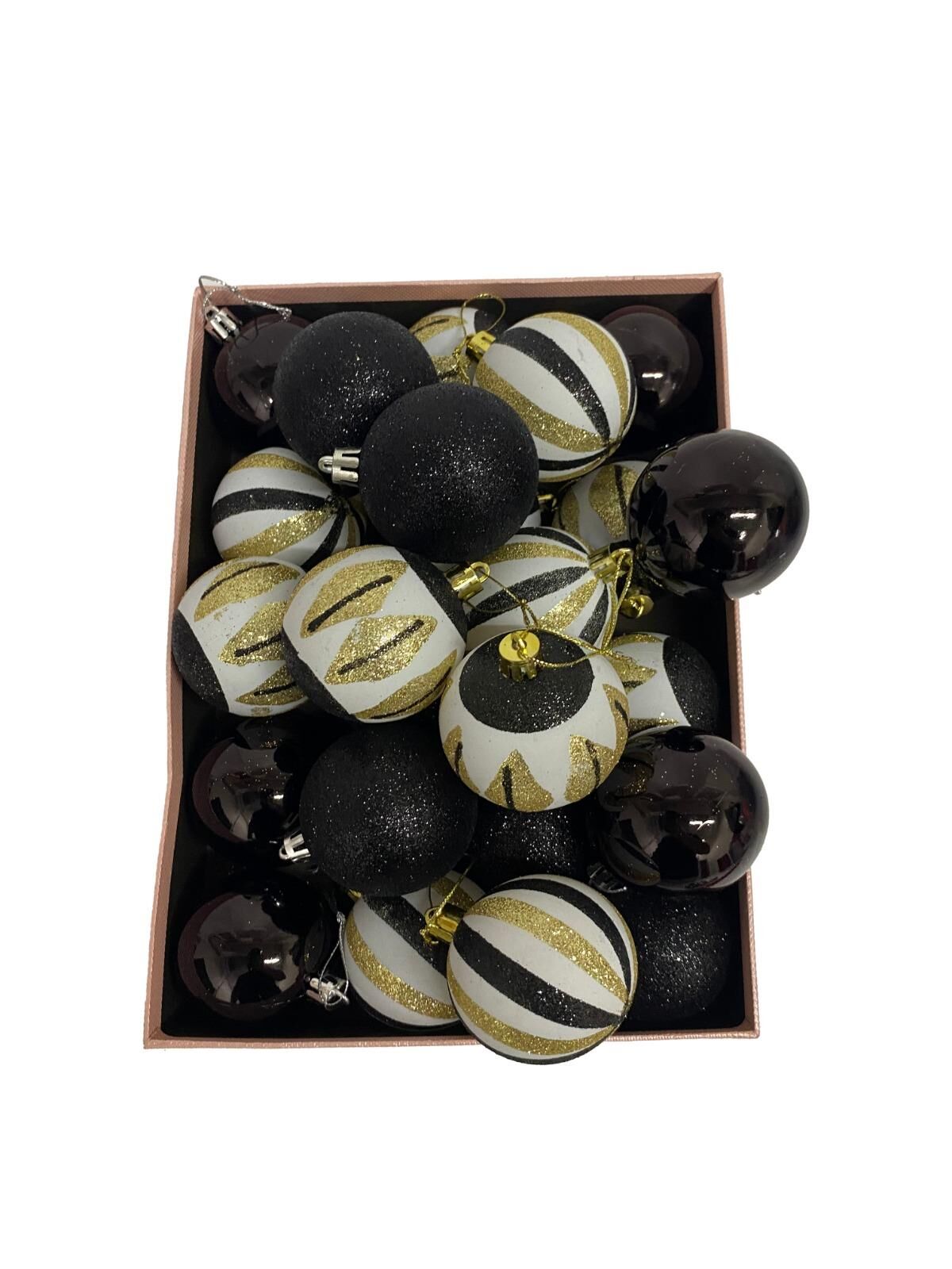 TOP SÜS 6CM SİMLİ-MOTİFLİ-MAT 24 LÜ SİYAH