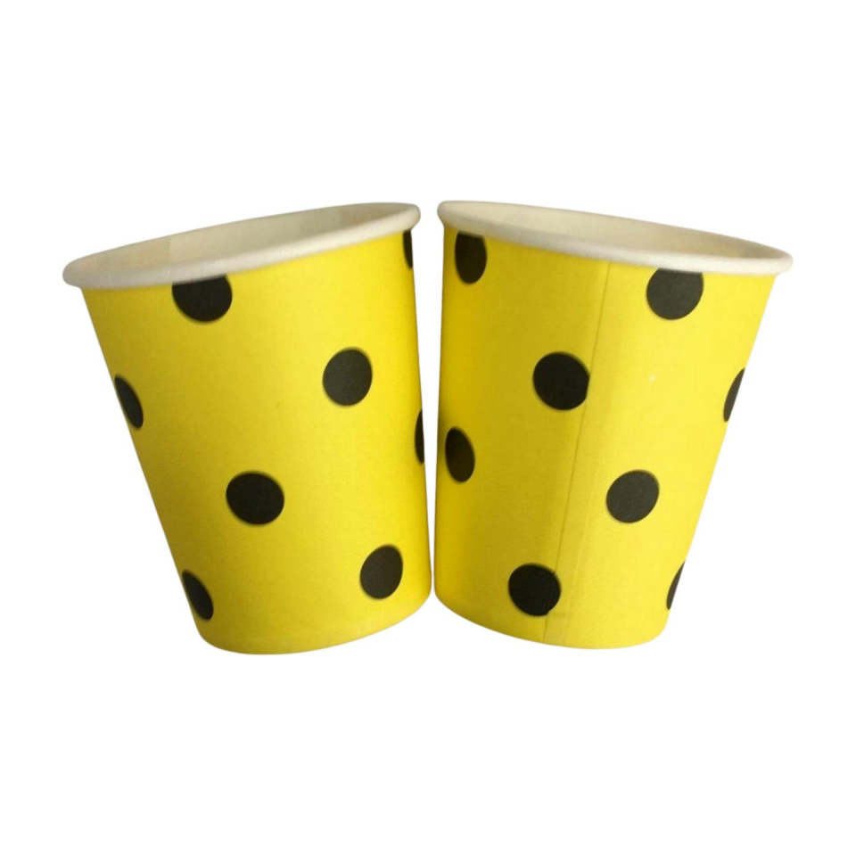 BARDAK KARTON TEMALI PUANTİYELİ SARI-SİYAH