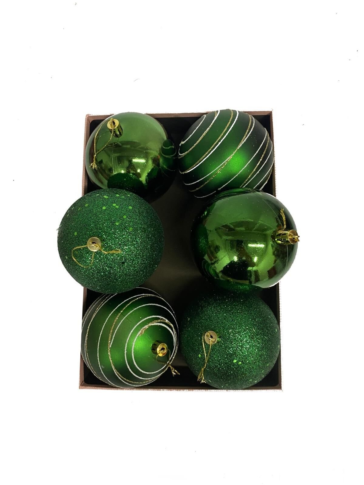 TOP SÜS 10CM SİMLİ-MOTİFLİ-MAT 6 LI YEŞİL