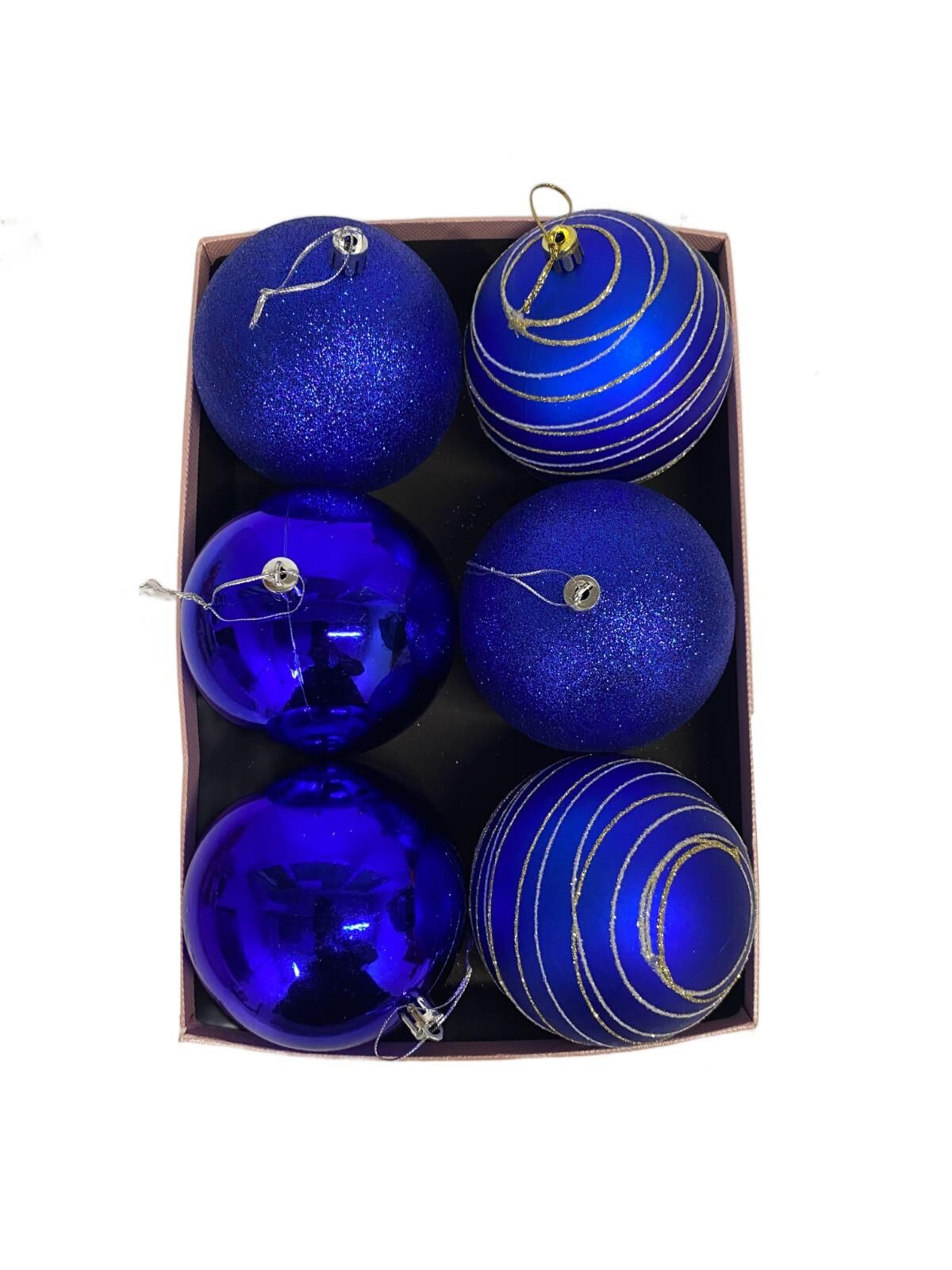 TOP SÜS 10CM SİMLİ-MOTİFLİ-MAT 6 LI SAKS MAVİ