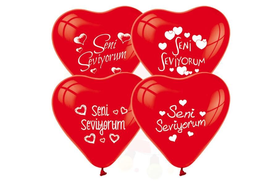 BALON KALP KIRMIZI  SENİ SEVİYORUM 100 LÜ