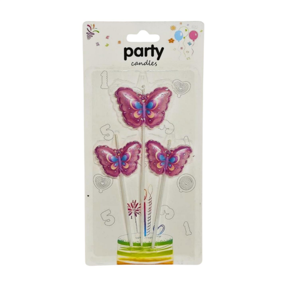 MUM KARTELA KELEBEKLİ 3 LÜ PEMBE