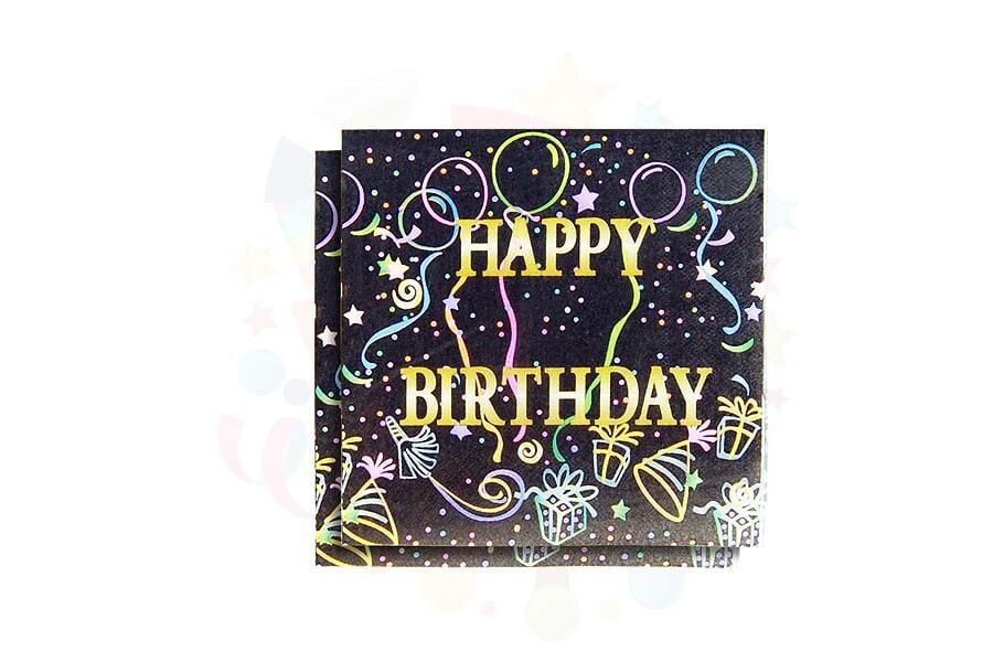 PEÇETE TEMALI SİYAH HAPPY 20 Lİ