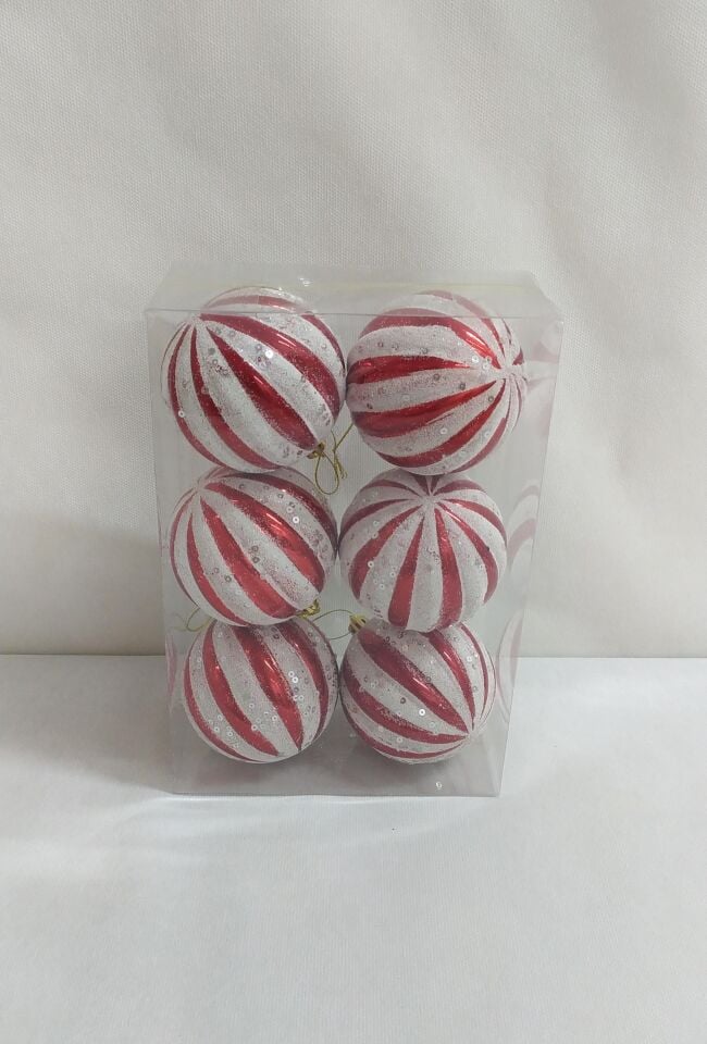 TOP SÜS 8CM KIRMIZI BEYAZ 6 LI