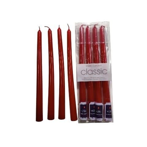 MUM ŞAMDAN 25 CM 4 LÜ METALİK KIRMIZI