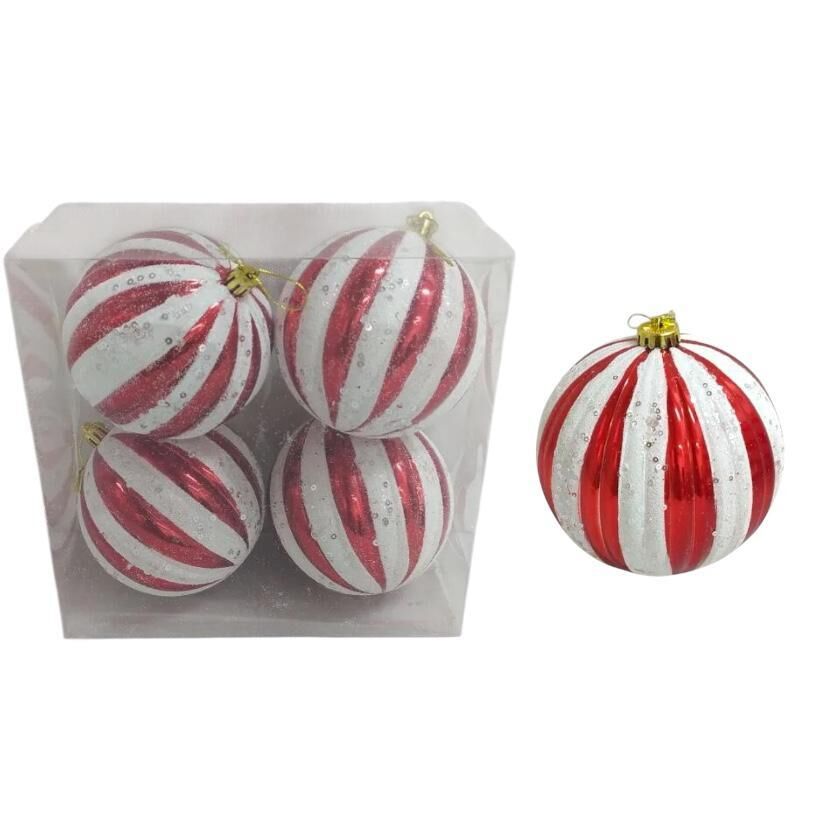 TOP SÜS 10CM KIRMIZI BEYAZ 4 LU