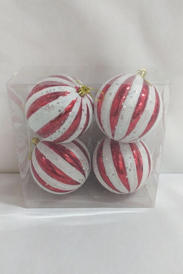 TOP SÜS 10CM KIRMIZI BEYAZ 4 LU