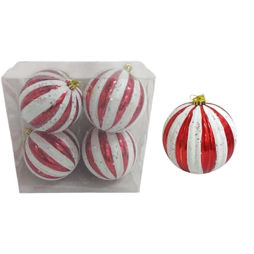 TOP SÜS 10CM KIRMIZI BEYAZ 4 LU