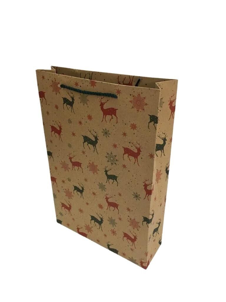 ÇANTA KARTON KRAFT BASKILI GEYİKLİ 17*26  25'Lİ